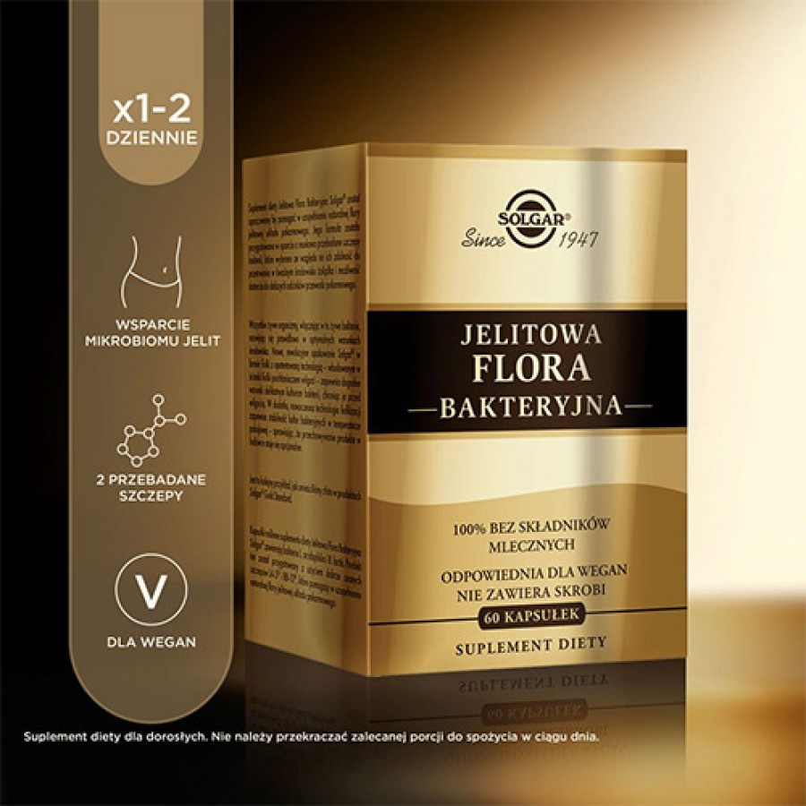 #2 – Solgar Jelitowa Flora Bakteryjna probiotyk, 60 kaps.