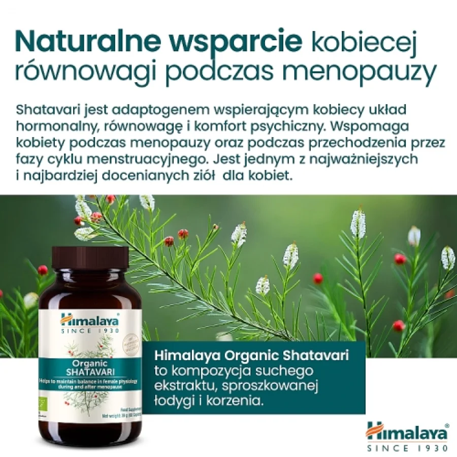 #0 – Himalaya Organic Shatavari, 60 tabl. - dla kobiet przed i po menopauzie