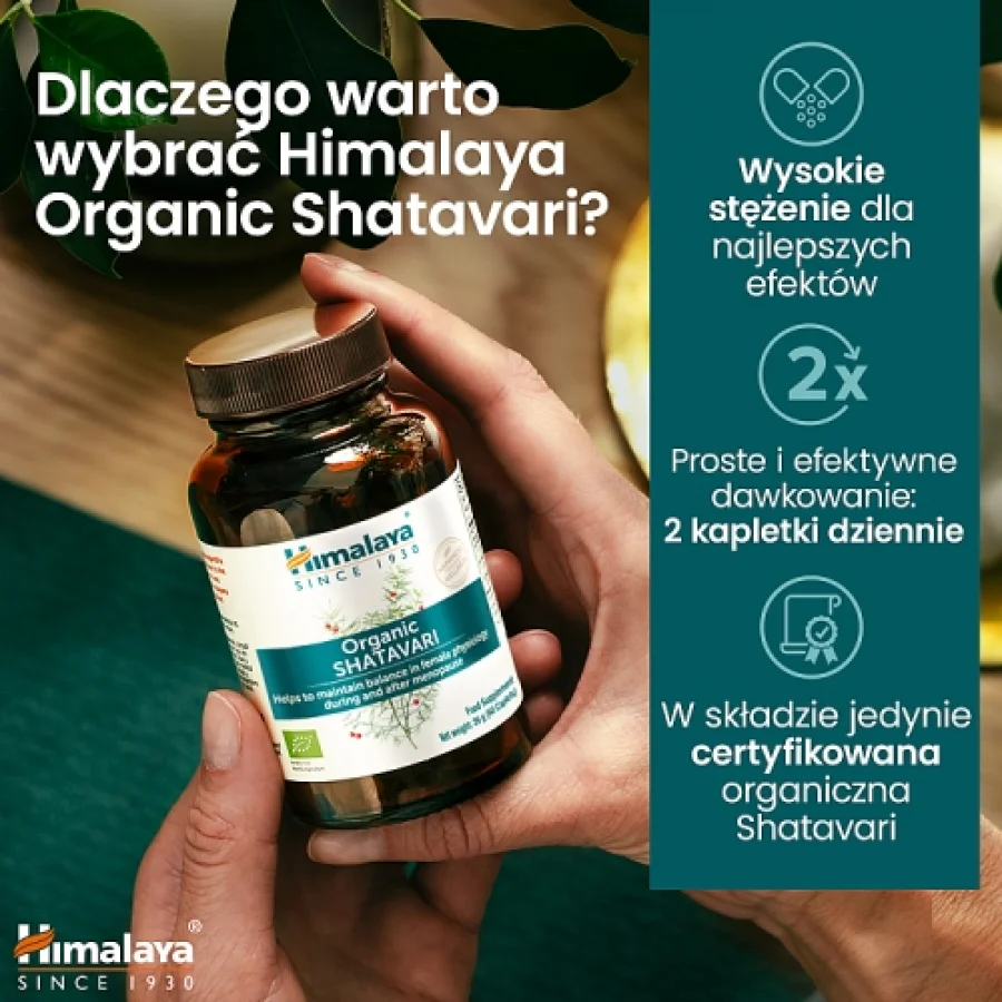#5 – Himalaya Organic Shatavari, 60 tabl. - dla kobiet przed i po menopauzie