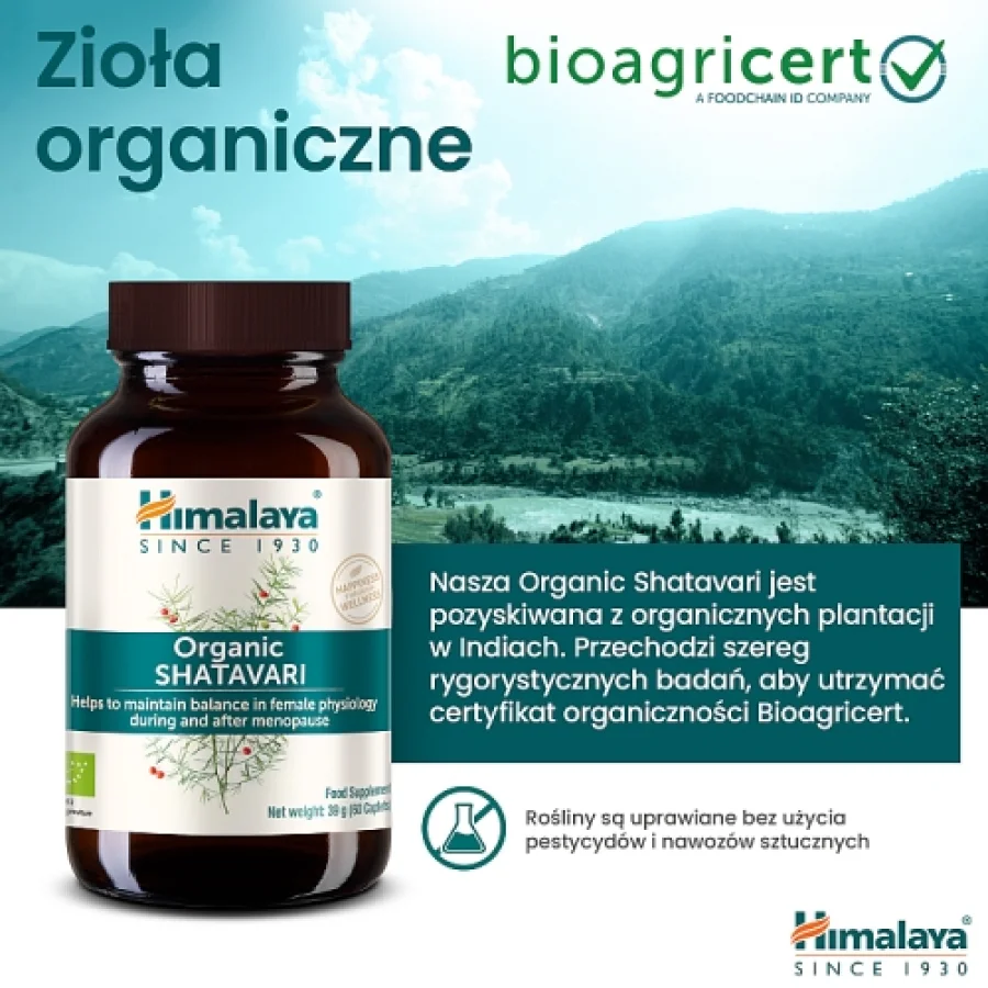 #6 – Himalaya Organic Shatavari, 60 tabl. - dla kobiet przed i po menopauzie