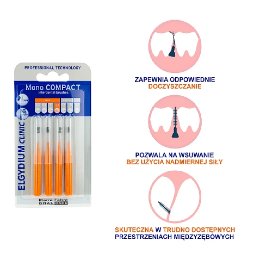 #3 – Elgydium Clinic Mono Compact Szczoteczka do przestrzeni międzyzębowych 1,2 mm, 4 szt.