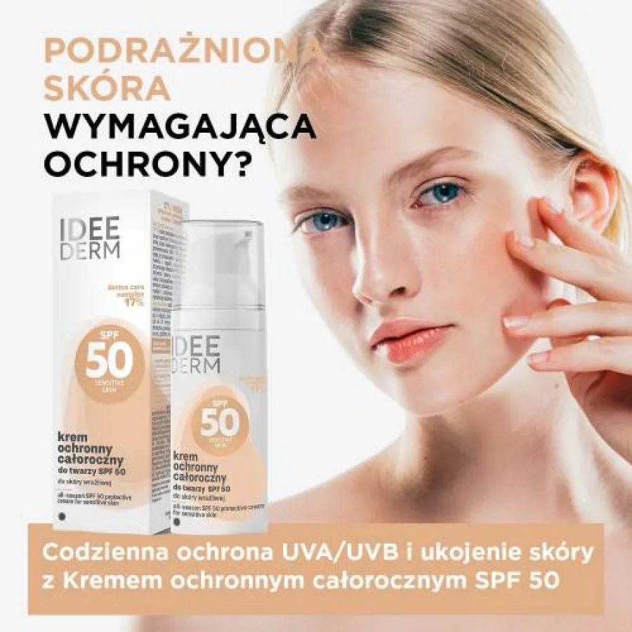 #0 – Idee Derm Całoroczny krem ochronny do twarzy SPF50 do sk&oacute;ry wrażliwej, 50 ml