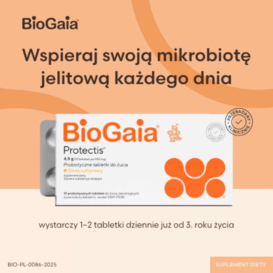 Miniaturka artykułu - #0 BioGaia Protectis o smaku cytrynowym, 10 tabl. - suplement diety