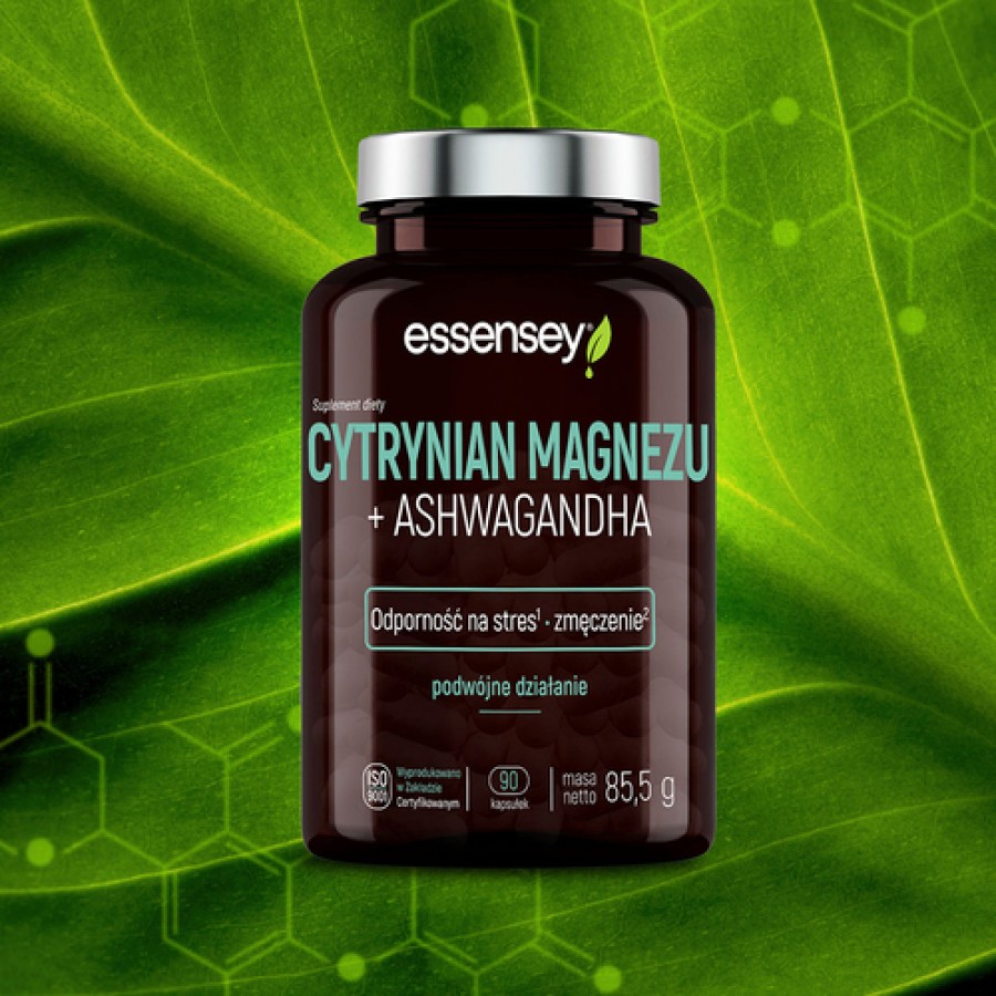 Zdjęcie produktu - 3 Essensey Cytrynian magnezu + Ashwagandha, 90 kaps.