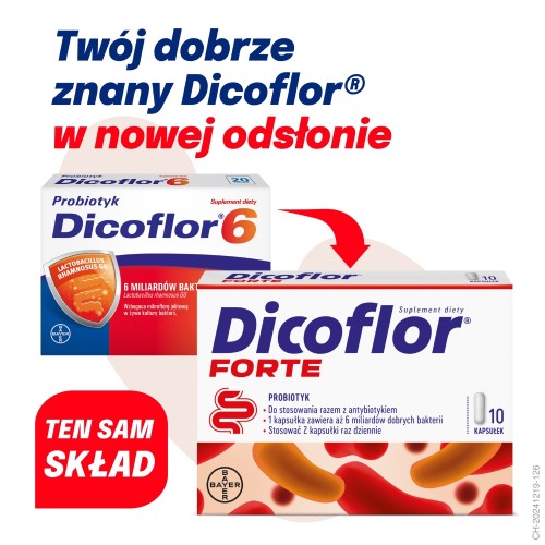 Miniaturka artykułu - #0 Dicoflor Forte probiotyk dla dzieci i dorosłych, 10 kaps.