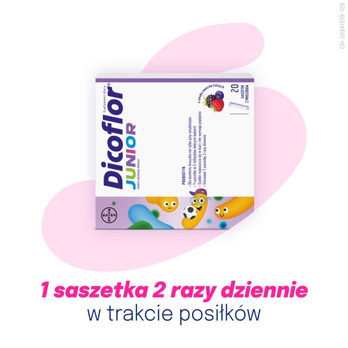 Miniaturka artykułu - #1 Dicoflor Junior o smaku owoc&oacute;w leśnych, 20 sasz. - probiotyk dla dzieci
