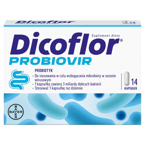 Zdjęcie produktu - 9 Dicoflor Probiovir probiotyk dla dzieci i dorosłych, 14 kaps.