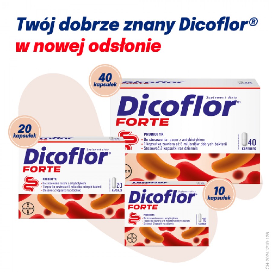 Zdjęcie produktu - 8 Dicoflor Forte probiotyk dla dzieci i dorosłych, 40 kaps.
