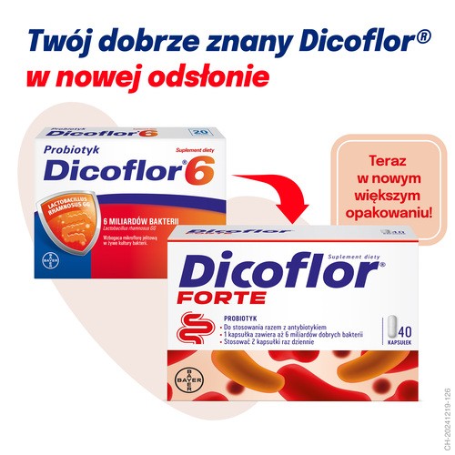 Miniaturka artykułu - #0 Dicoflor Forte probiotyk dla dzieci i dorosłych, 40 kaps.