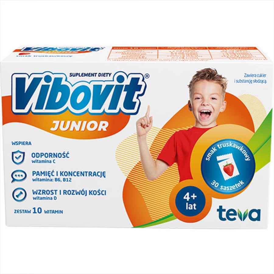 Zdjęcie produktu - 4 VIBOVIT JUNIOR Truskawka - 30 saszetek (11941)