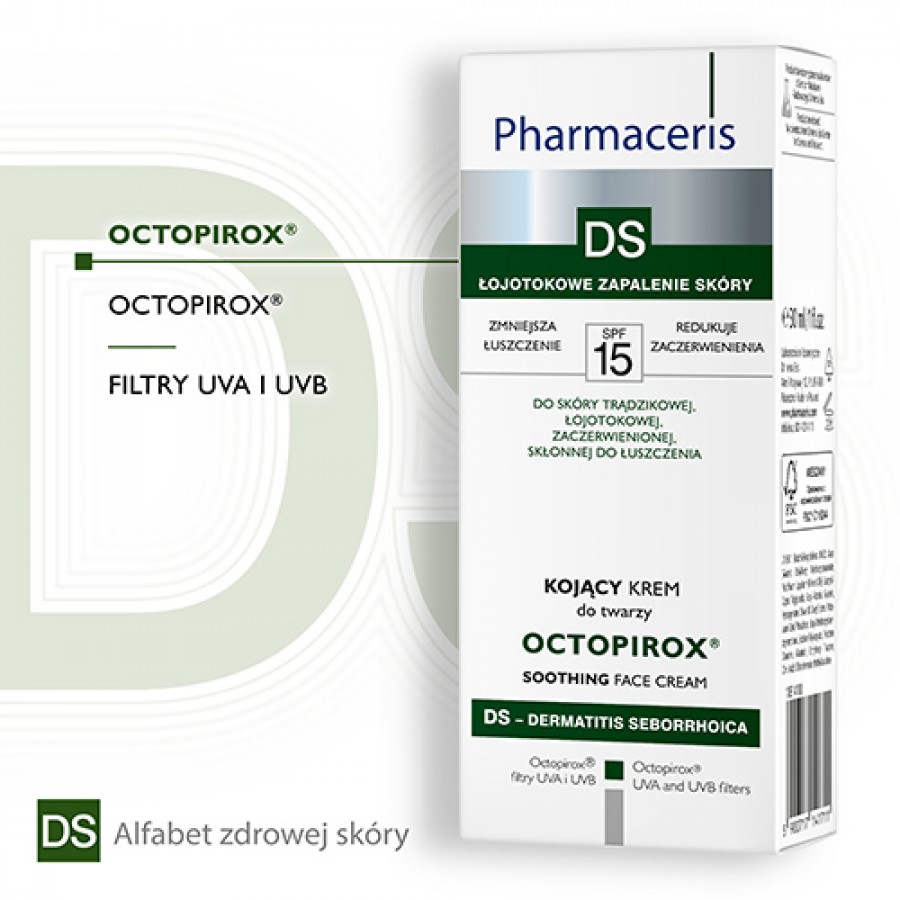 Miniaturka artykułu - #1 PHARMACERIS DS Octopirox Krem kojący do twarzy SPF15, 30ml