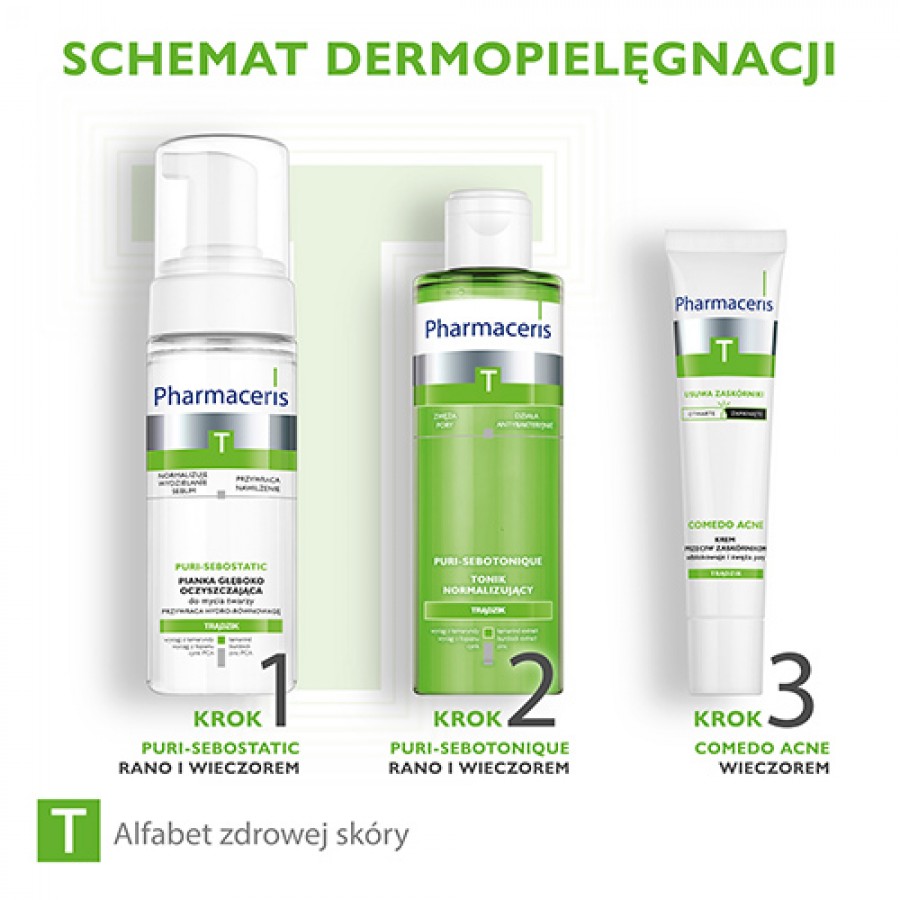 Zdjęcie produktu - 3 Pharmaceris T PURI-SEBOSTATIC Pianka głęboko oczyszczająca do mycia twarzy 150 ml