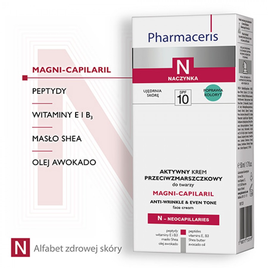 Miniaturka artykułu - #1 Pharmaceris N MAGNI-CAPILARIL Aktywny krem przeciwzmarszczkowy SPF10, 50 ml