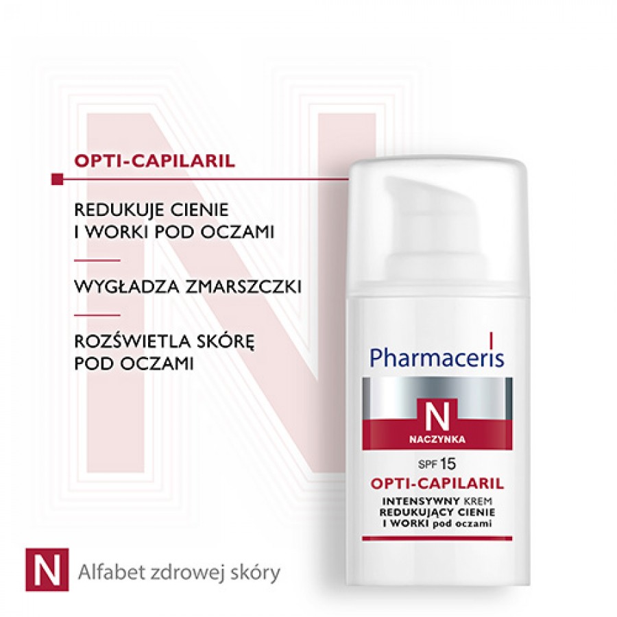 Zdjęcie produktu - 2 Pharmaceris N OPTI-CAPILARIL Intensywny krem redukujący cienie i worki pod oczami SPF15, 15 ml