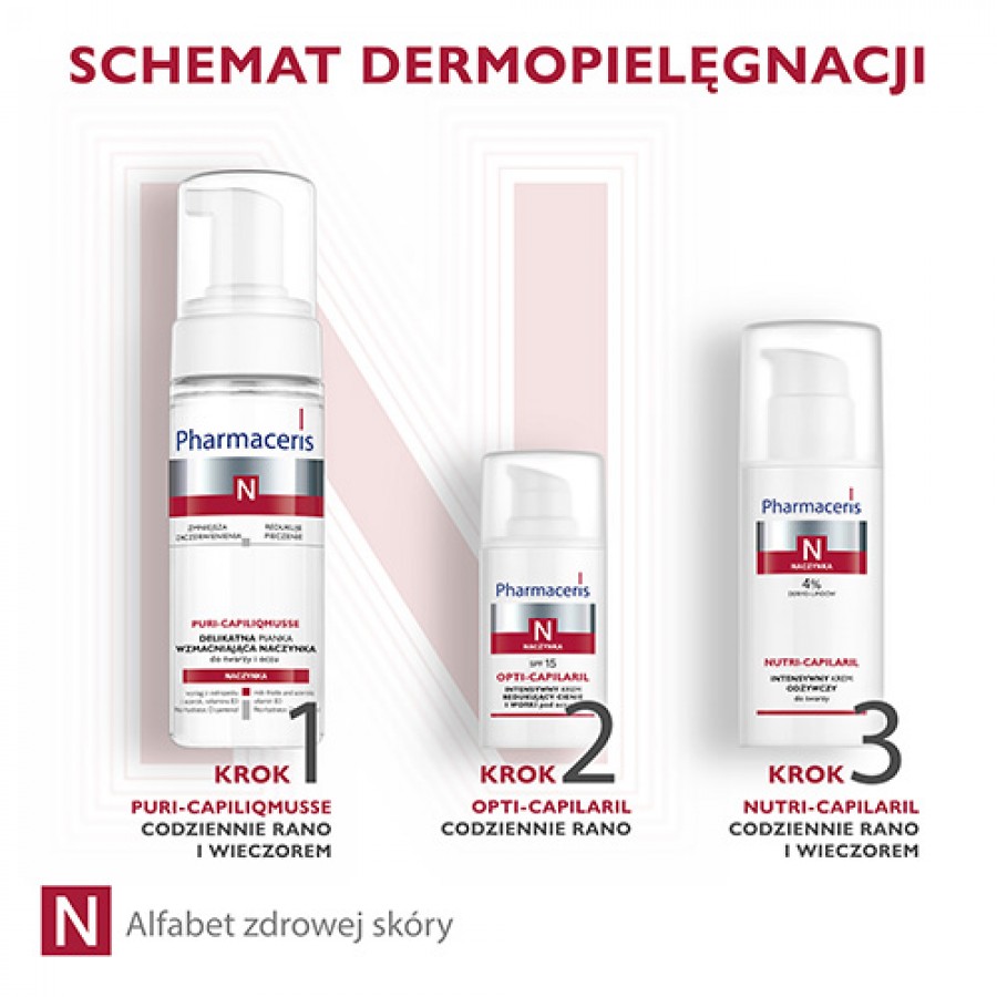 Zdjęcie produktu - 3 Pharmaceris N OPTI-CAPILARIL Intensywny krem redukujący cienie i worki pod oczami SPF15, 15 ml