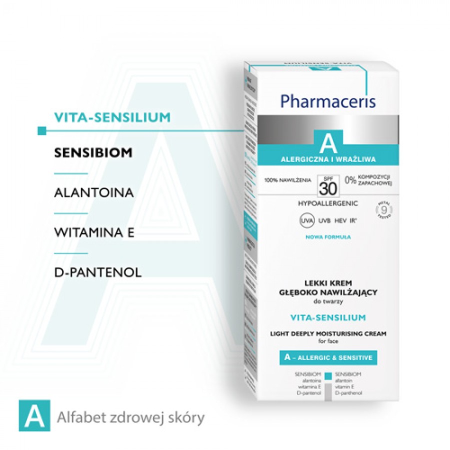 Miniaturka artykułu - #1 PHARMACERIS A Vita-Sensilium Lekki krem głęboko nawilżający SPF 30, 50 ml