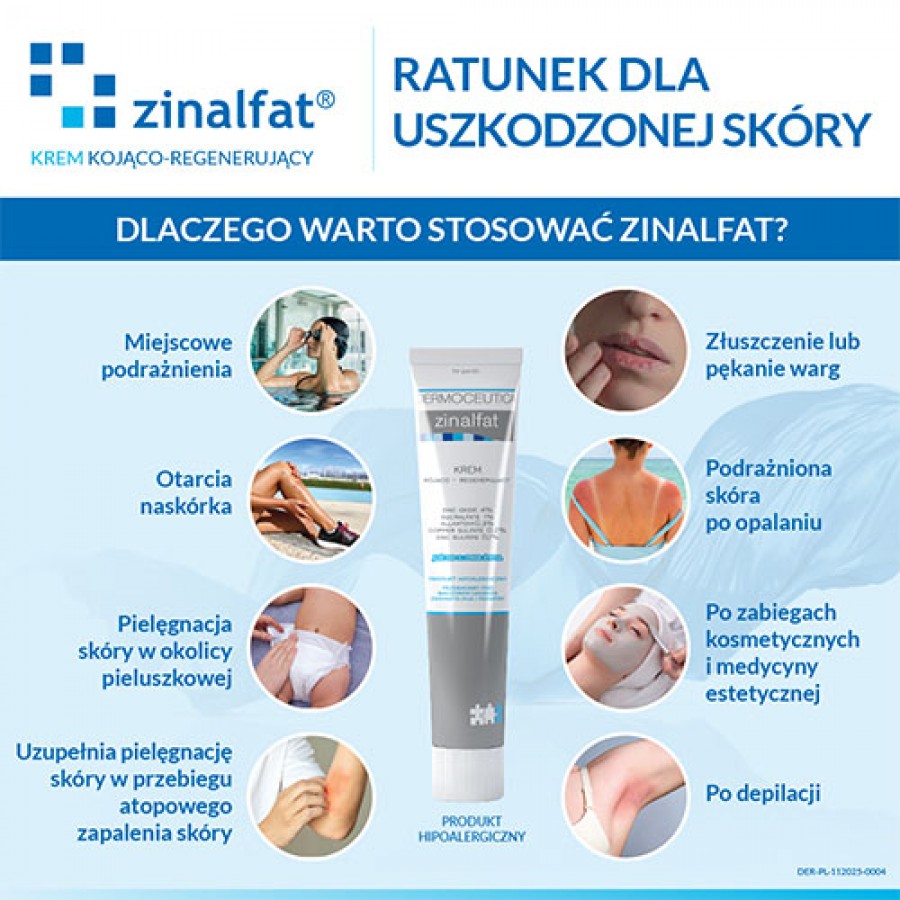 Zdjęcie produktu - 2 ZINALFAT Krem kojąco-regenerujący, 50 ml - od 1. dnia życia