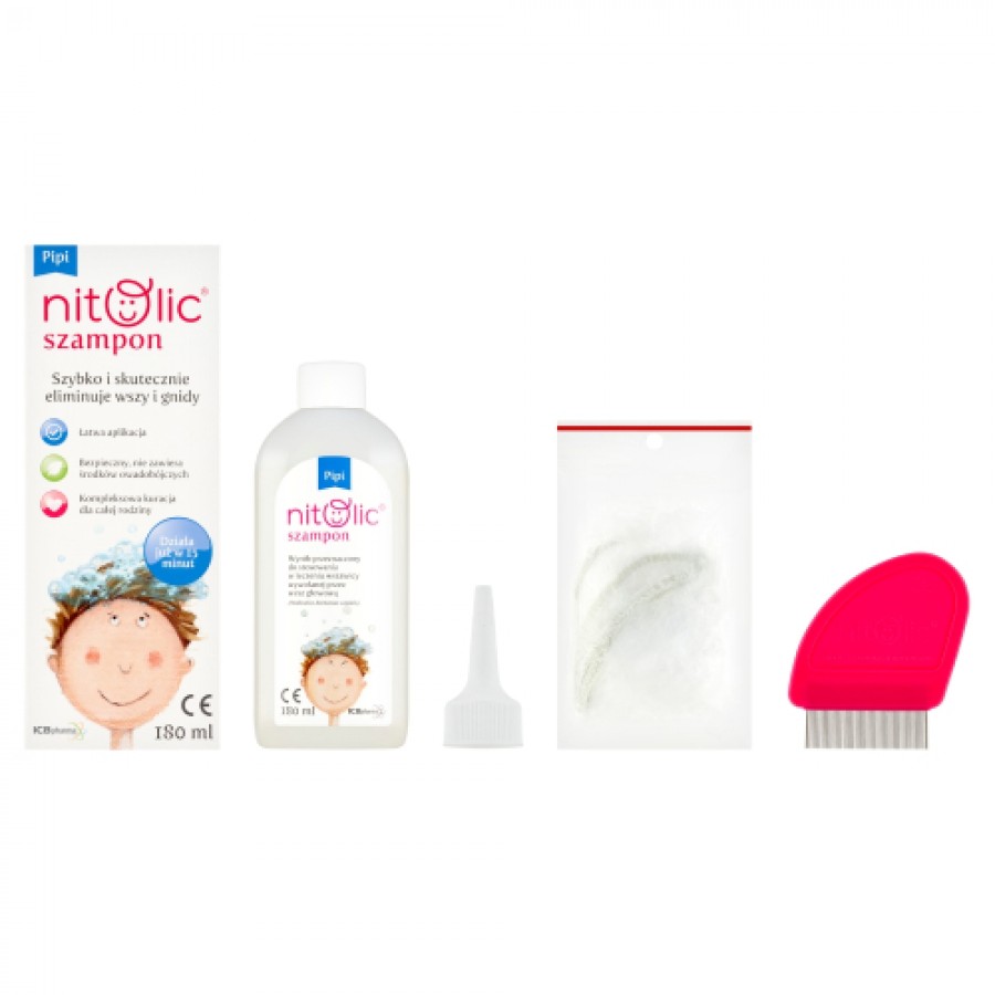 Miniaturka artykułu - #0 Pipi Nitolic Szampon, 180 ml - leczenie wszawicy
