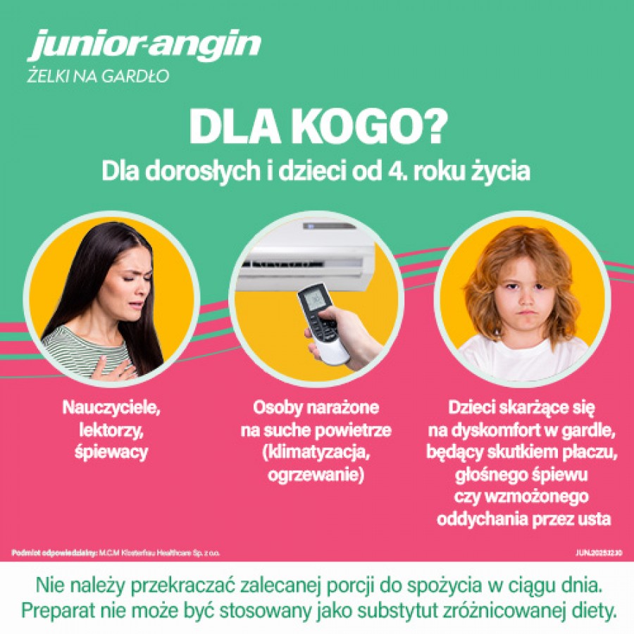 Zdjęcie produktu - 2 Junior-Angin Żelki na gardło smak truskawkowy, 30 szt.