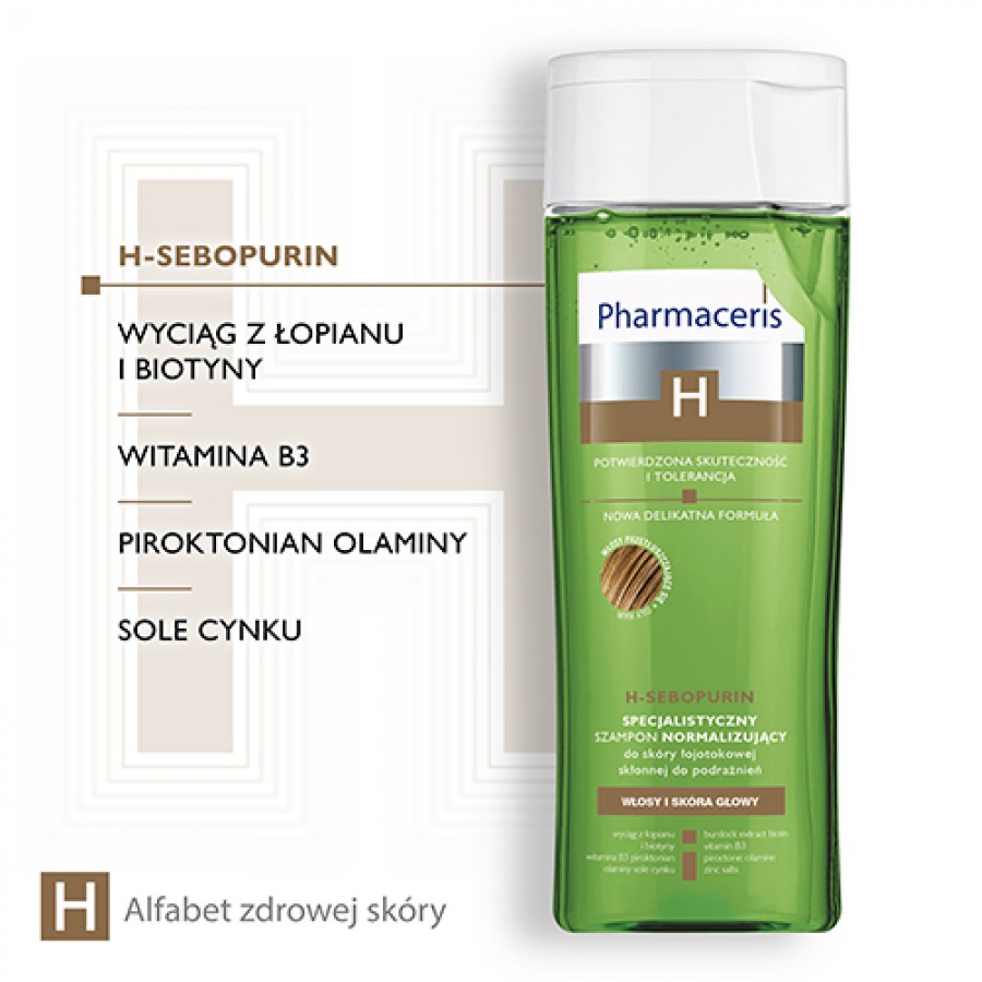 Miniaturka artykułu - #1 Pharmaceris H H-SEBOPURIN Specjalistyczny szampon normalizujący do sk&oacute;ry łojotokowej, 250 ml