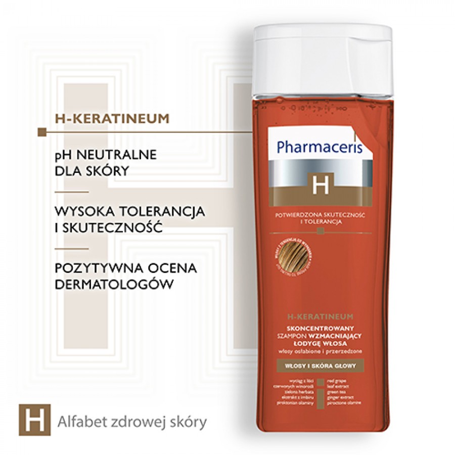 Zdjęcie produktu - 3 Pharmaceris H H-KERATINEUM Skoncentrowany szampon wzmacniający łodygę włosa, do włos&oacute;w osłabionych i przerzedzonych, 250 ml