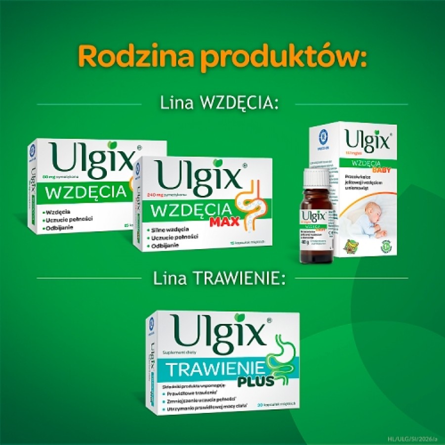 Zdjęcie produktu - 3 ULGIX Wzdęcia 80 mg, 100 kaps.