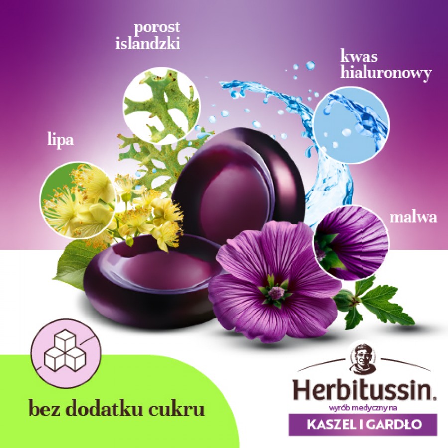 Zdjęcie produktu - 3 Herbitussin Na kaszel i gardło, 24 pastylki do ssania