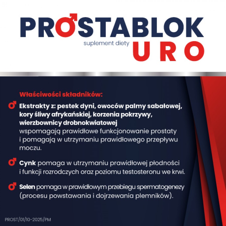 Zdjęcie produktu - 3 ProstaBlok Uro, 60 tabl. - suplement diety dla mężczyzn