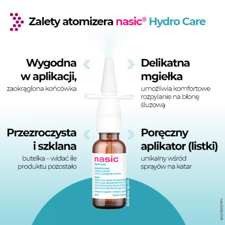 Zdjęcie produktu - 4 Nasic Hydro Care aerozol do nosa, 15 ml