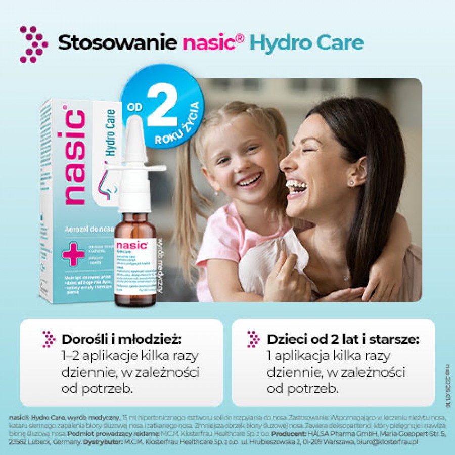 Zdjęcie produktu - 5 Nasic Hydro Care aerozol do nosa, 15 ml
