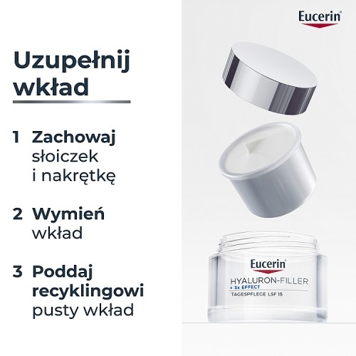 Zdjęcie produktu - 7 Eucerin Hyaluron-Filler + 3x Effect Krem na dzień SPF 15 wkład uzupełniający, 50 ml