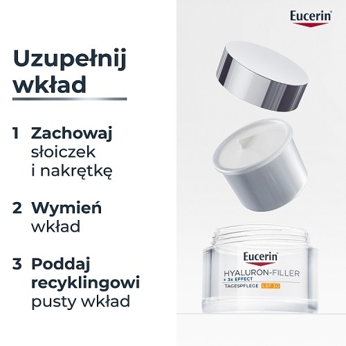 Zdjęcie produktu - 7 Eucerin Hyaluron-Filler + 3x Effect Krem na dzień SPF 30 wkład uzupełniający, 50 ml