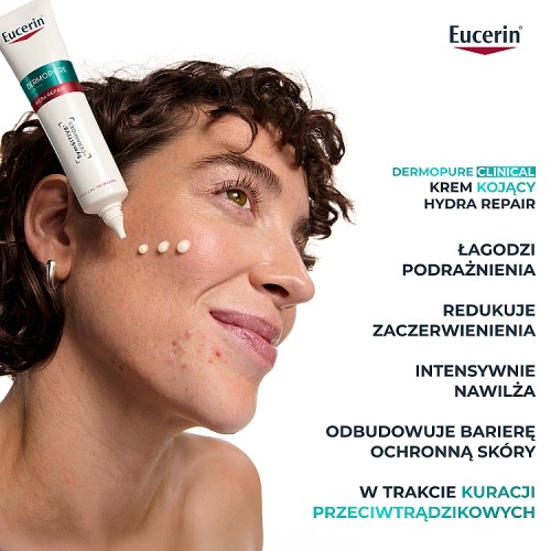 Miniaturka artykułu - #0 Eucerin DermoPure Clinical Hydra Repair Krem kojący z ceramidami, 40 ml