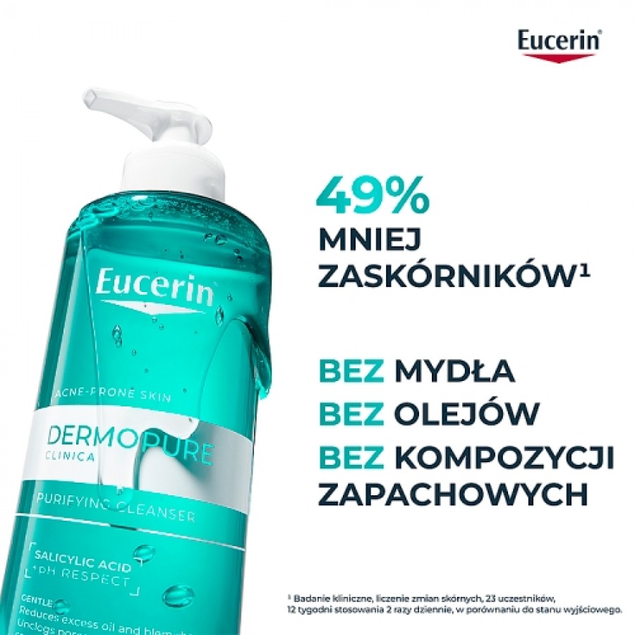 Miniaturka artykułu - #1 Eucerin DermoPure Clinical Oczyszczający żel do twarzy i ciała sk&oacute;ra tłusta i trądzikowa, 400 ml