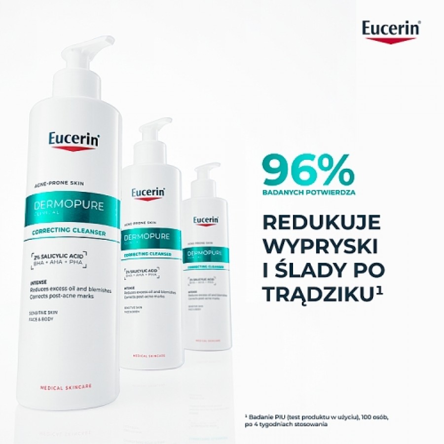 Zdjęcie produktu - 2 Eucerin DermoPure Clinical Żel redukujący niedoskonałości do twarzy i ciała sk&oacute;ra tłusta i trądzikowa, 400 ml