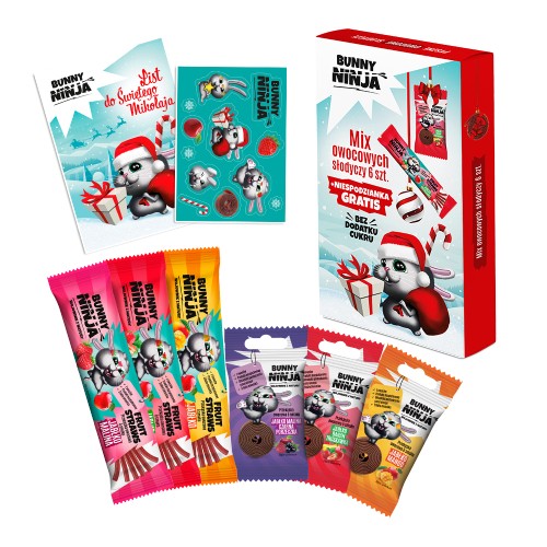 Miniaturka artykułu - #0 BUNNY NINJA Mix owocowych słodyczy, 6 szt.