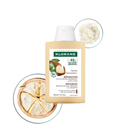 Miniaturka artykułu - #0 Klorane Szampon regenerujący z Cupuacu do włos&oacute;w suchych i zniszczonych, 200 ml