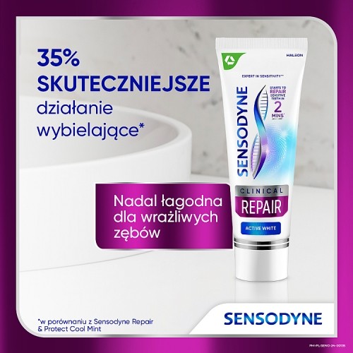 Miniaturka artykułu - #1 Sensodyne Clinical Repair Active White Pasta do zęb&oacute;w z aktywnym wybielaniem, 75 ml