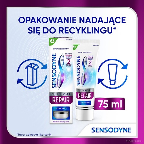 #7 – Sensodyne Clinical Repair Active White Pasta do zęb&oacute;w z aktywnym wybielaniem, 75 ml