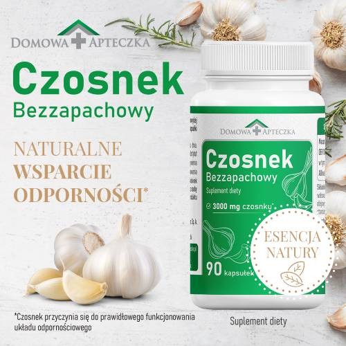 Zdjęcie produktu - 0 Domowa Apteczka Czosnek bezzapachowy Esencja Natury, 90 kaps.