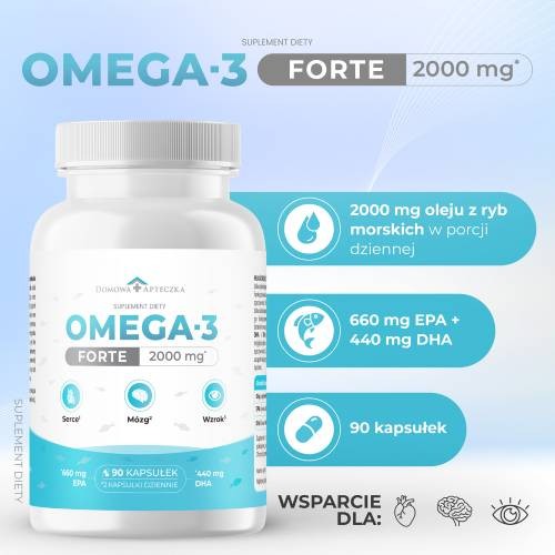 Miniaturka artykułu - #1 Domowa Apteczka Omega 3 Forte, 90 kaps.