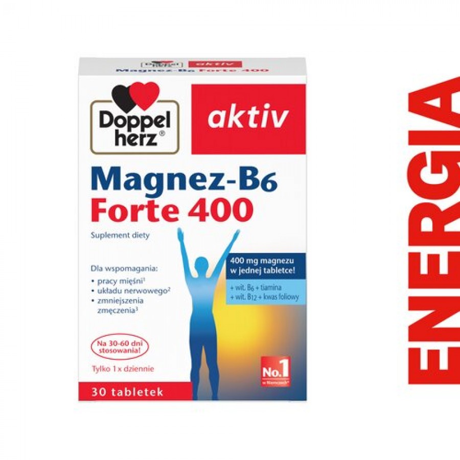Miniaturka artykułu - #1 Doppelherz aktiv Magnez-B6 Forte, 30 tabl. - wsoka zawartość magnezu