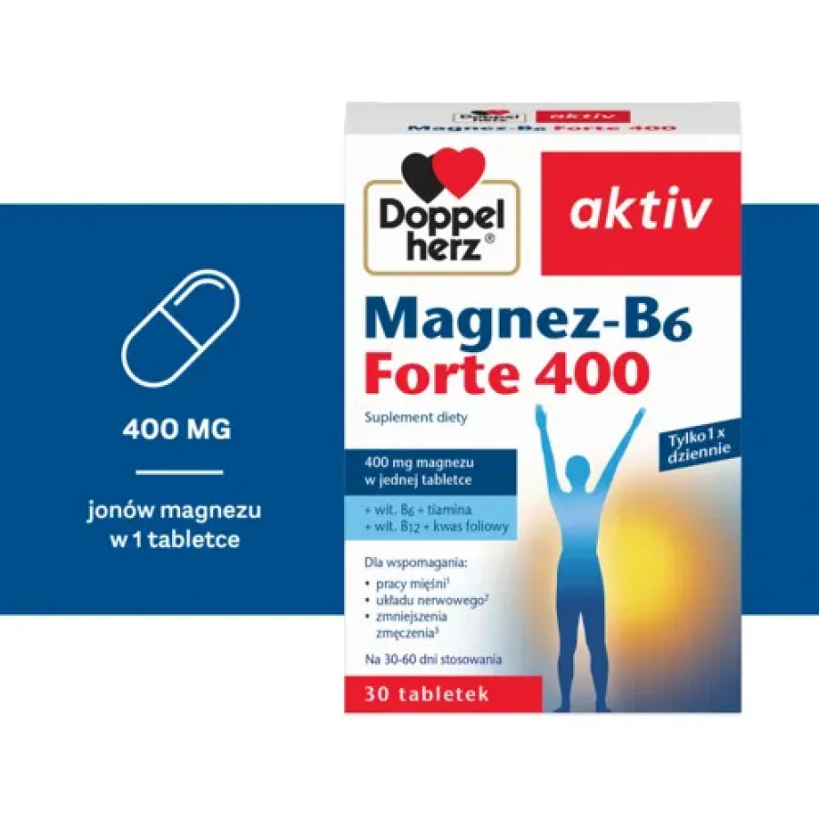 #2 – Doppelherz aktiv Magnez-B6 Forte, 30 tabl. - wsoka zawartość magnezu