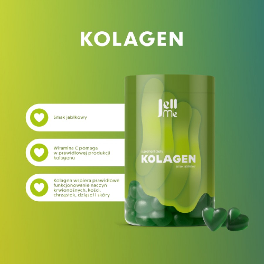 Miniaturka artykułu - #0 JellMe Kolagen żelki smak jabłkowy, 250 g - suplement z kolagenem i witaminą C