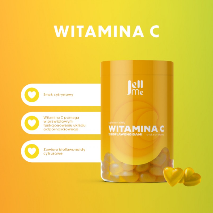 Miniaturka artykułu - #0 JellMe Witamina C + Bioflawonoidy żelki smak cytrynowy, 250 g - suplement z witaminą C