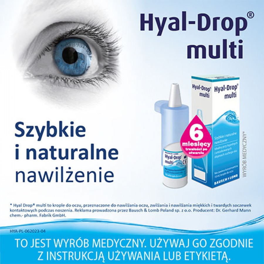 Miniaturka artykułu - #0 HYAL DROP Multi krople do oczu, 10 ml - na zesp&oacute;ł suchego oka