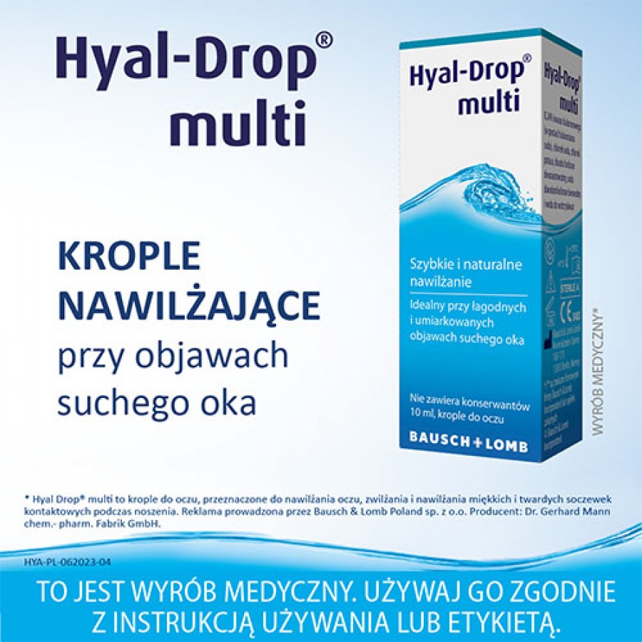 Miniaturka artykułu - #1 HYAL DROP Multi krople do oczu, 10 ml - na zesp&oacute;ł suchego oka