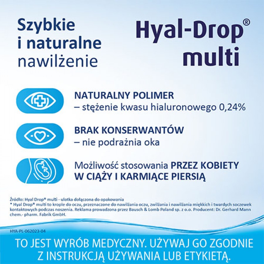 Zdjęcie produktu - 3 HYAL DROP Multi krople do oczu, 10 ml - na zesp&oacute;ł suchego oka