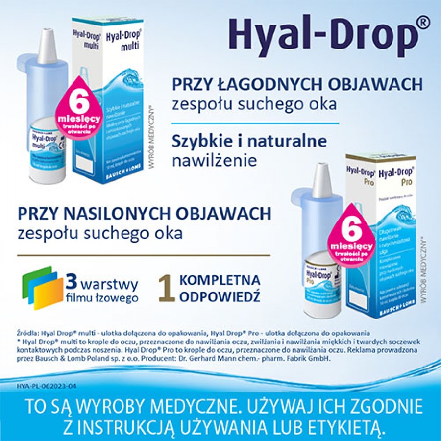 Zdjęcie produktu - 4 HYAL DROP Multi krople do oczu, 10 ml - na zesp&oacute;ł suchego oka