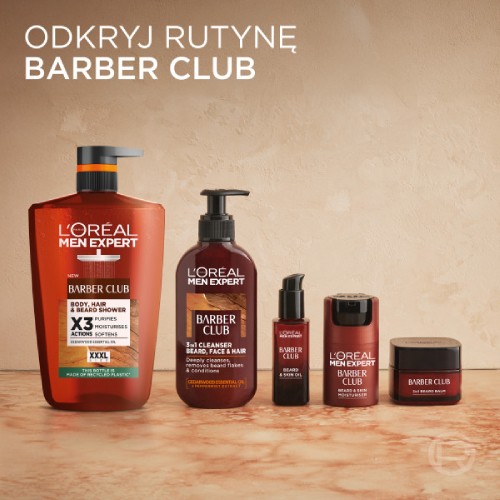 Miniaturka artykułu - #1 L'Or&eacute;al Men Expert Barber Club Żel pod prysznic do ciała włos&oacute;w i brody dla mężczyzn, 1000 ml